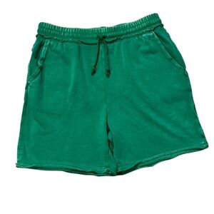Free People Movement Knit Bermuda Shorts Medium Green Fleece Pull On Pockets